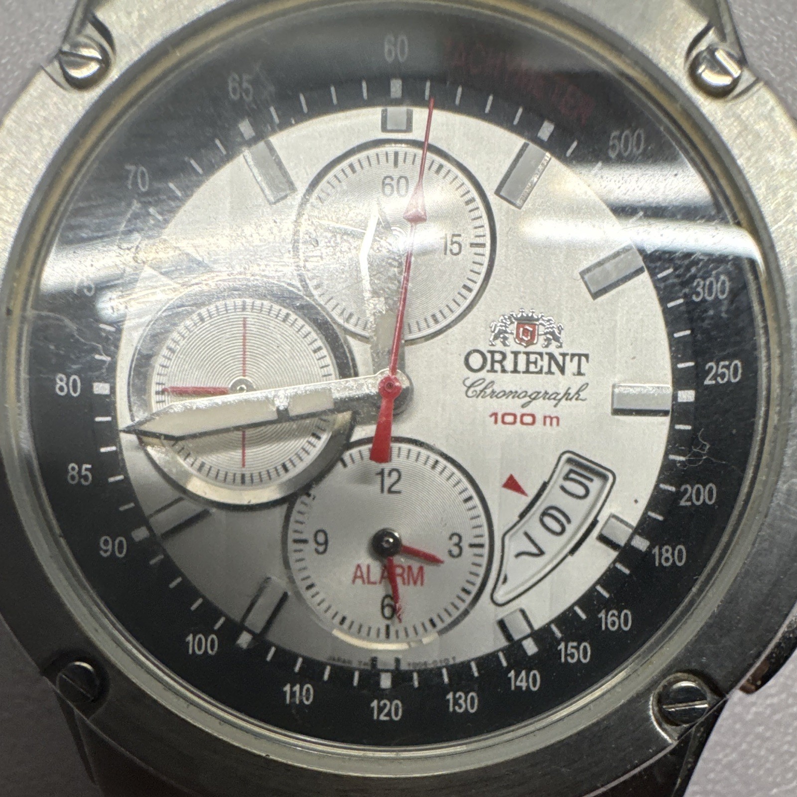 Orient Chronograph Men’s Quartz Chronograph Alarm Date 100m Steel Bracelet