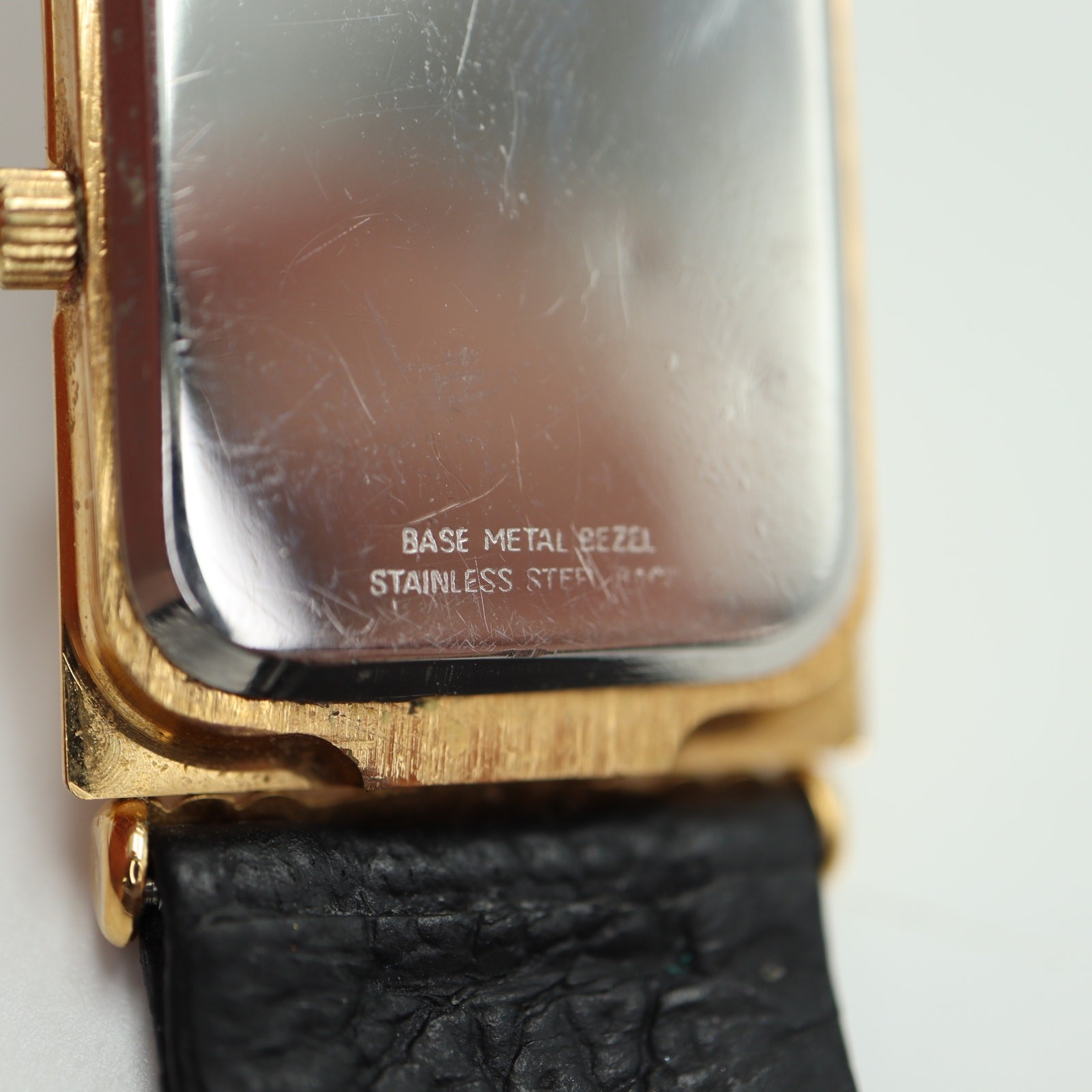 Vintage Benrus Diamond Tank Black Gold Tone 22mm Womens Watch w New Battery