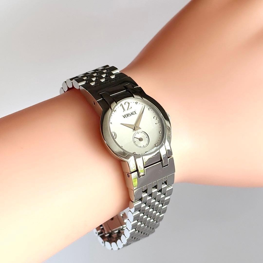 Versace Madison Small Second White Quartz Wristwatch Medusa Japan 072743