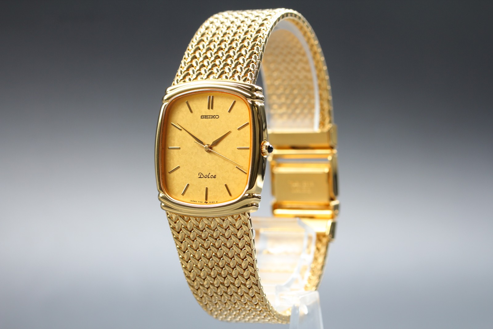 [Near MINT] SEIKO Dolce 7741-5110 26mm Gold Dial Quartz Men’s Watch From JAPAN