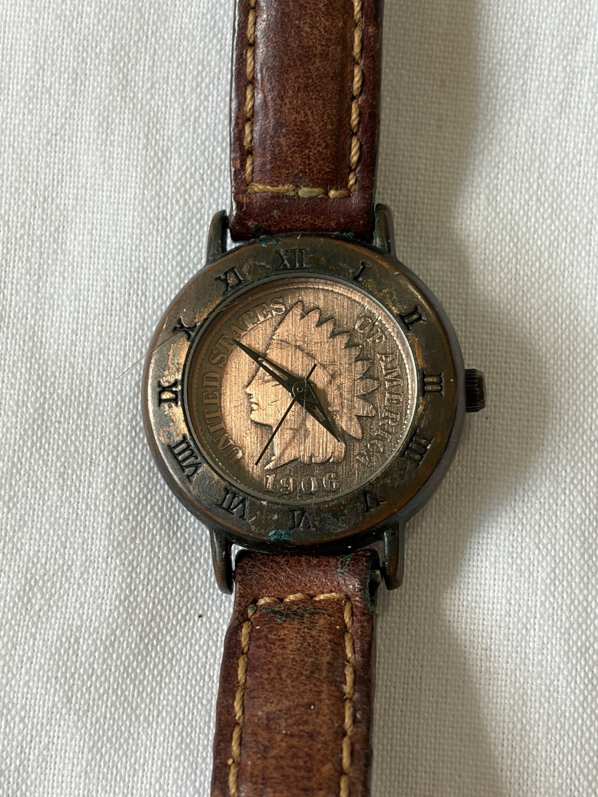 Britannia 1906 Indian Head Penny Dial Watch Womens Runs 26mm