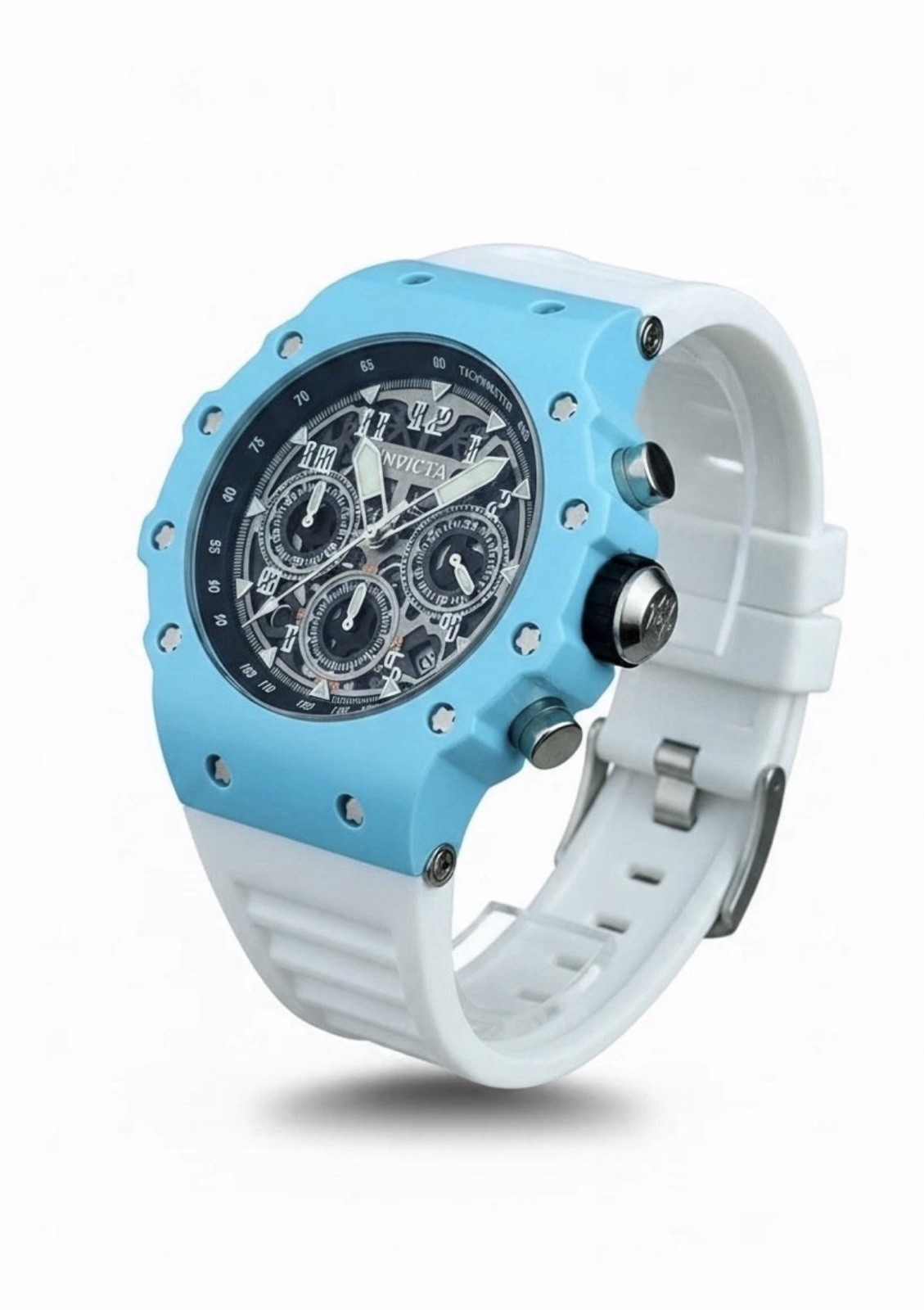 Invicta Racing Vaulthan Men’s 44mm Chronograph , White Blue Watch! NEW & SHARP!!