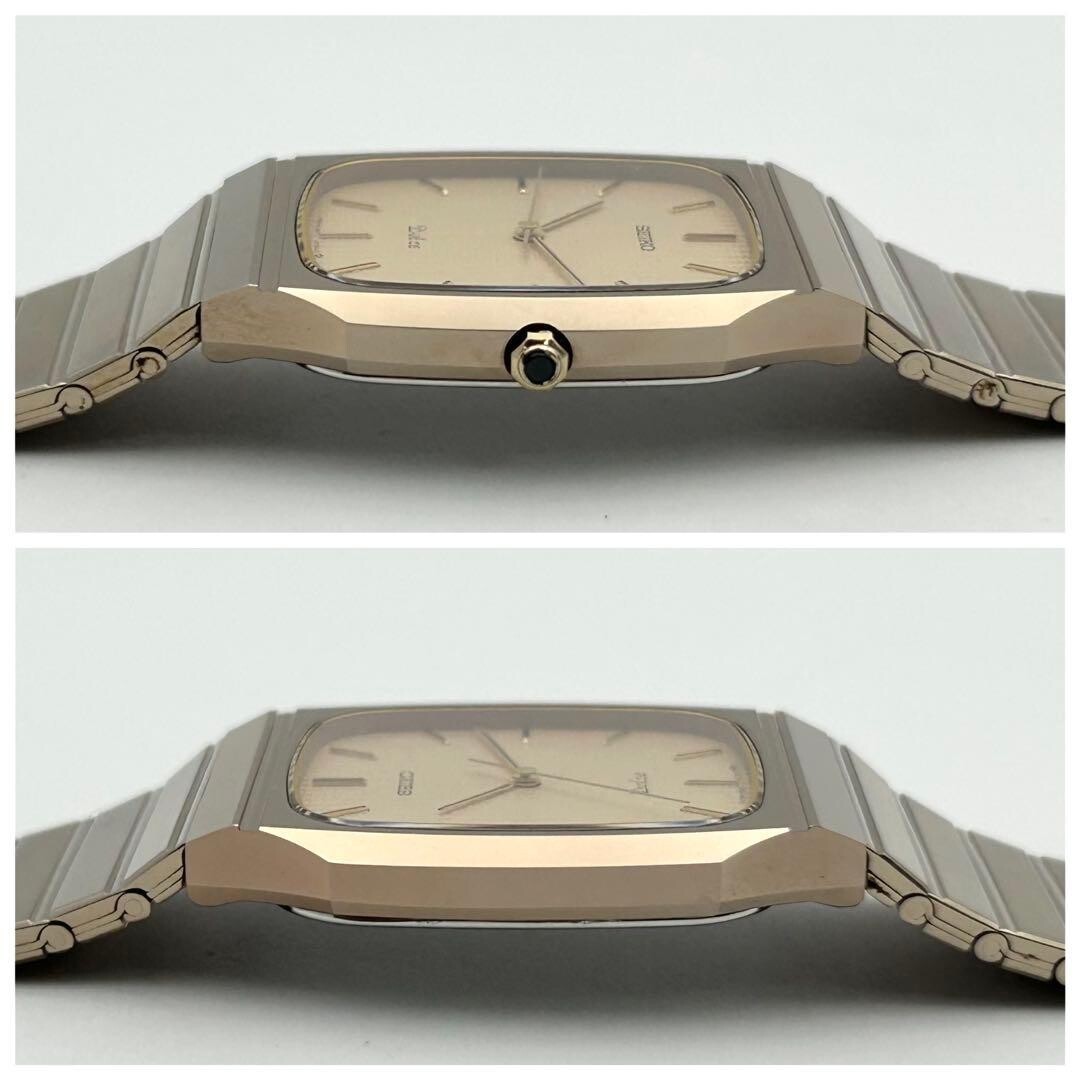 SEIKO Dolce 9531-5140 Gold Quartz Dress Watch Herringbone Dial 1987 Running