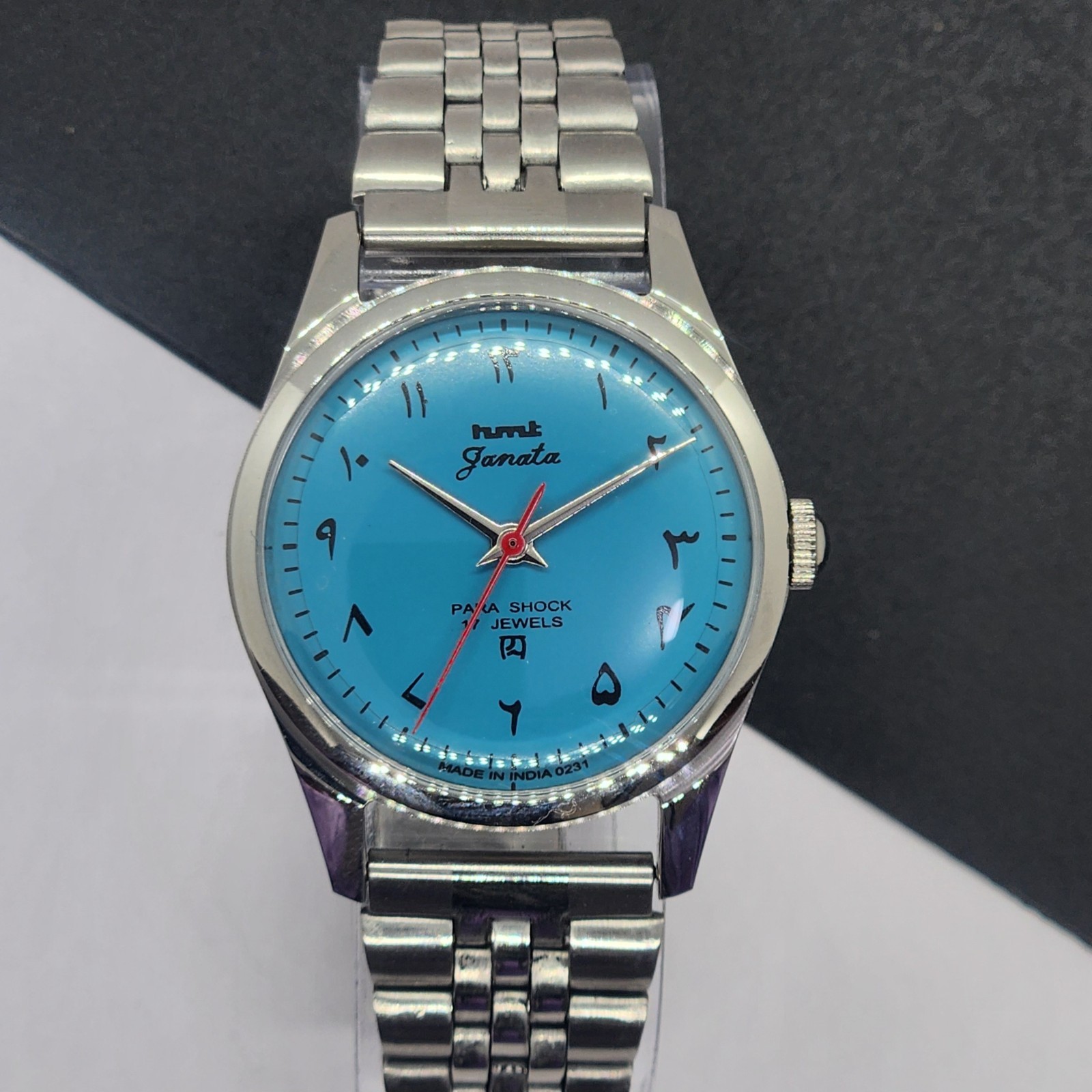 Vintage HMT Janata Arabic Blue Face Mechanical Hand Winding Wrist Watch A37