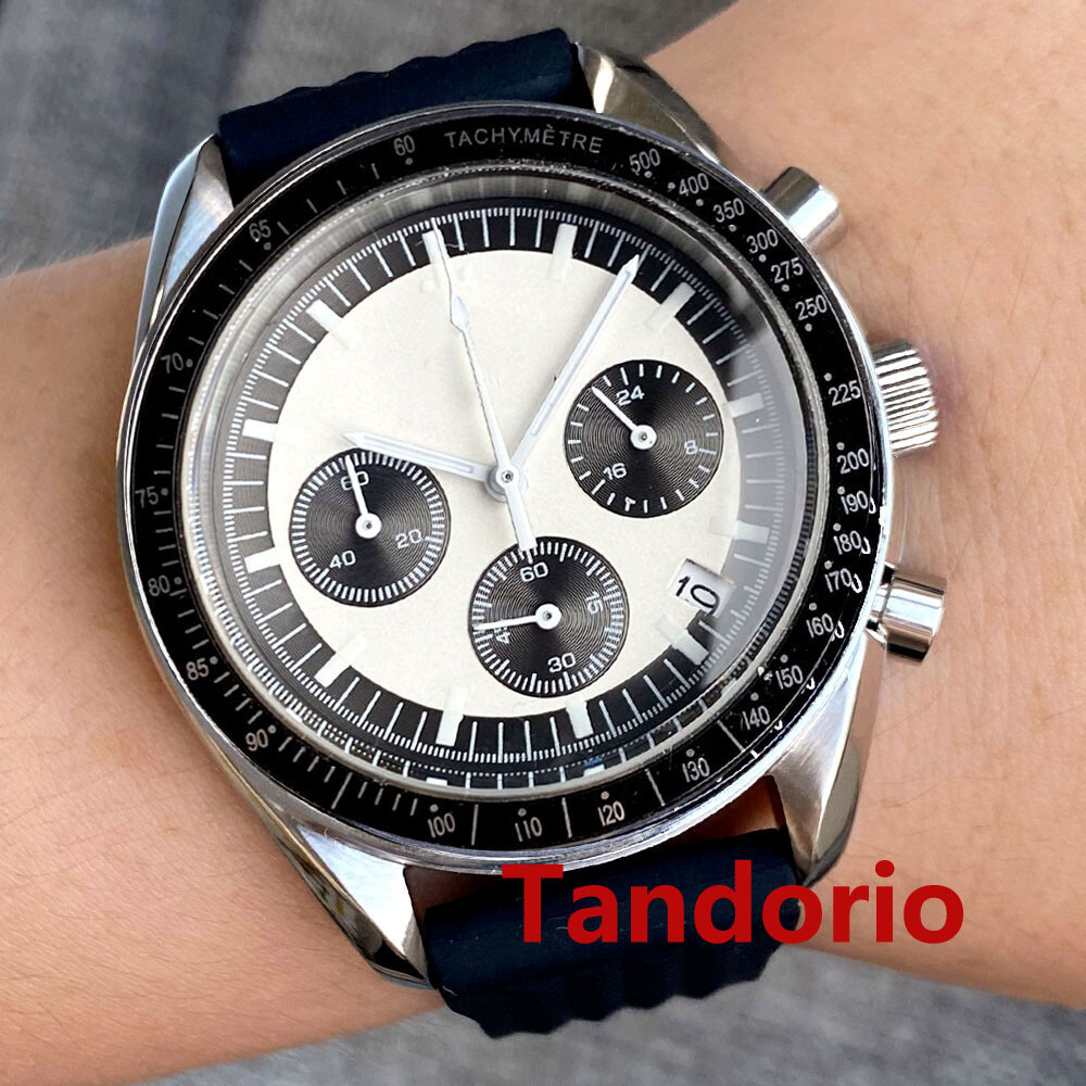 Bliger 40mm VK63 Quartz Full Functional Chronograph Mens Watch Folding Clasp