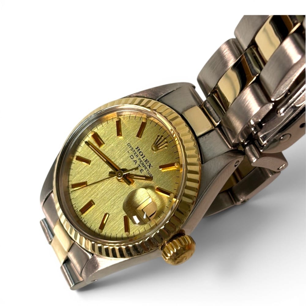 Full Set 1972 Rolex Ladies Date Two Tone 26 mm Champagne Automatic Watch 6917