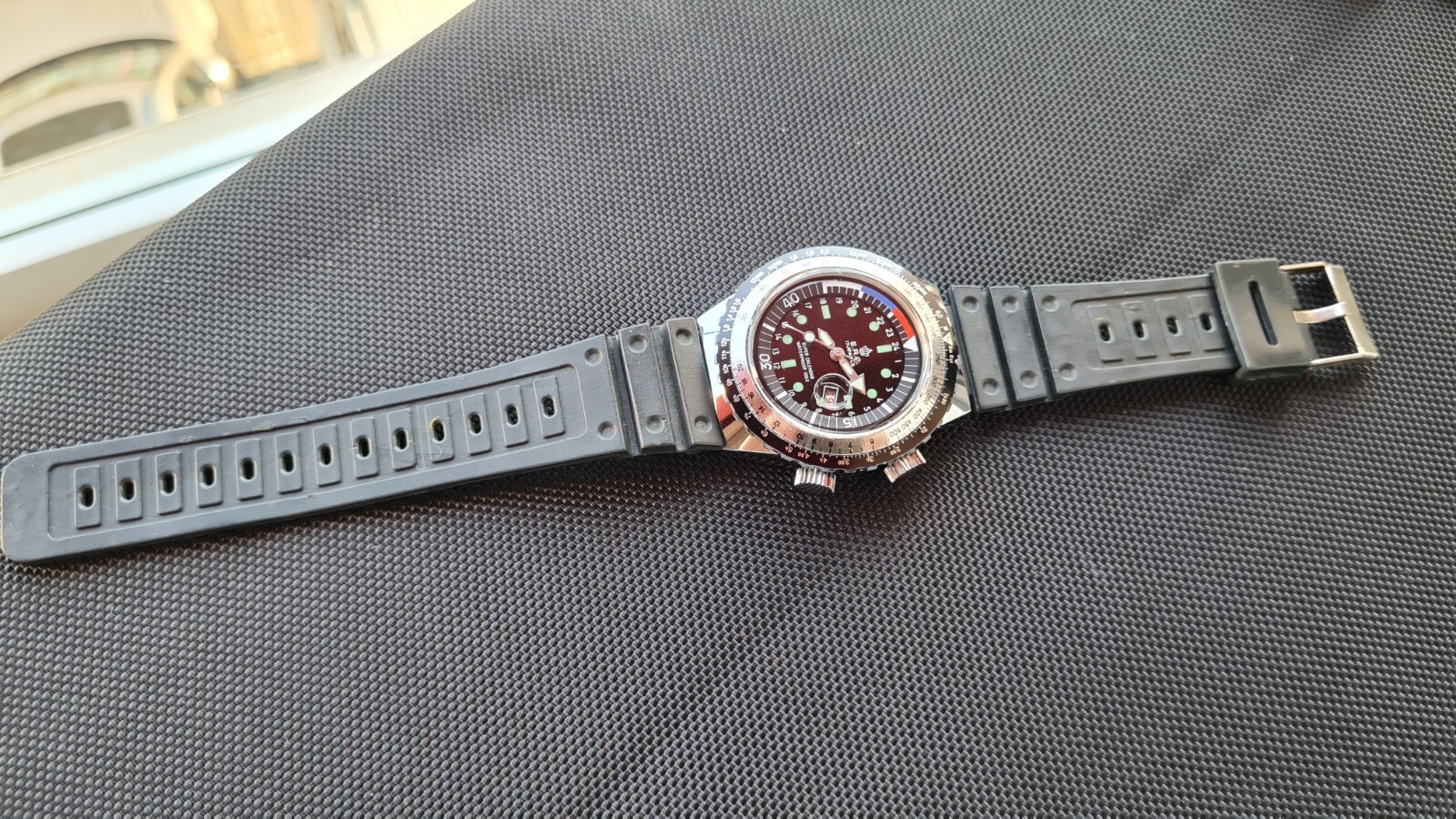 E.R.C. Super Tachym Calendar Waterproof 100% Vintage Diver Inner Rotating Bezel