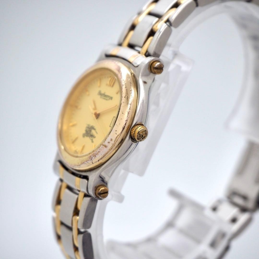 94 Working BURBERRY Watch Women’s Date Gold Silver Combo