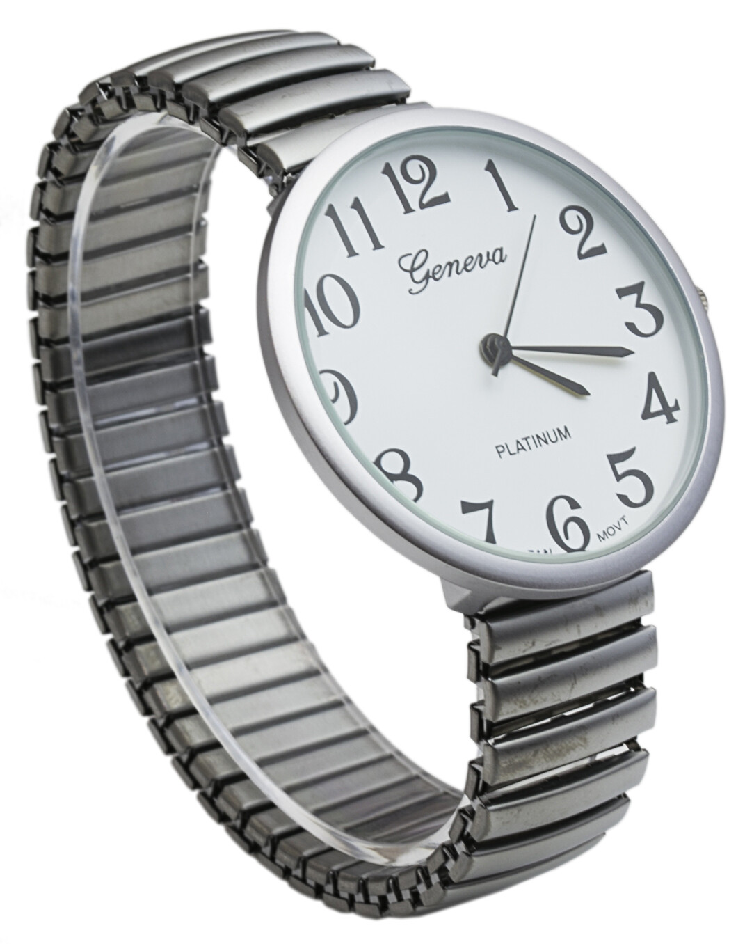 Fashion Watch Wholesale Geneva Super Large Stretch Watch Numbered Brushed Silver