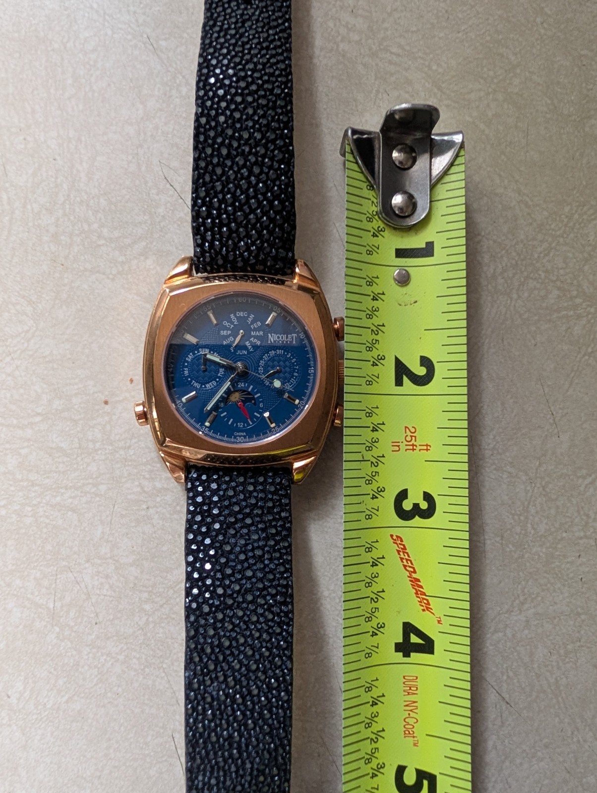 NICOLET 1886 WATCH BLUE DIAL GENUINE BLUE STINGRAY STRAP