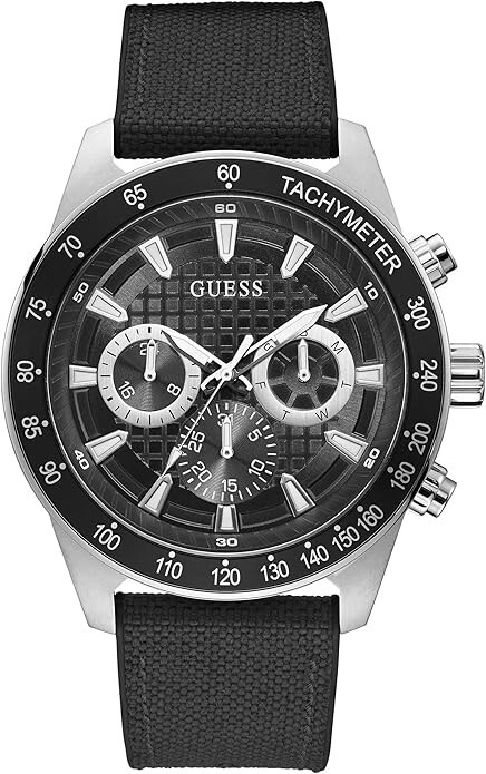 GUESS GW0206G1,Men’s Multi-function,Steel Case,Silicone Strap,Screw Crown,50m WR