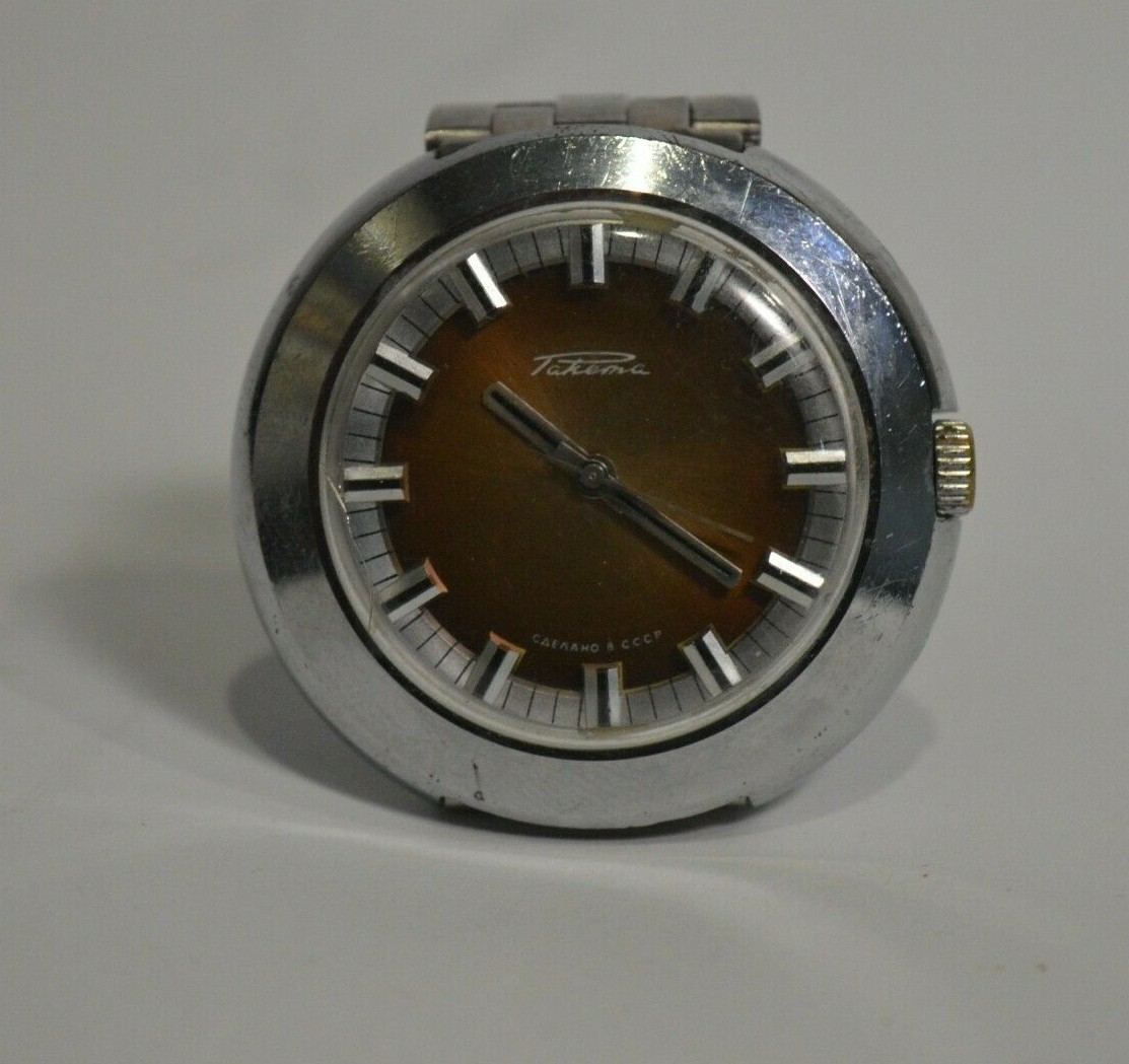 Vintage Big RAKETA watch Black Dial Day Data RARE Soviet Mechanical 2628