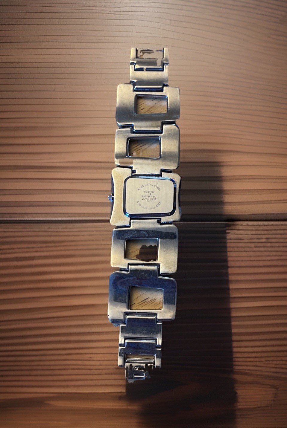 Wrist Watch Vintage Retro Wood And Metal Geometric Shape 1970’s Look New Battery