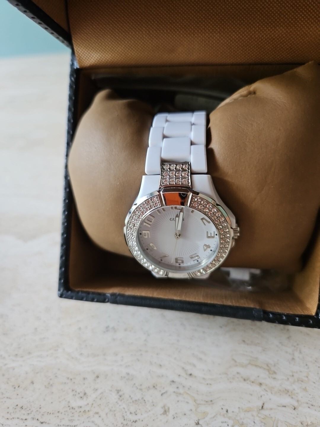 Women’s White Dial With Crystal Rhinestones Polycarbonate W/Original Box