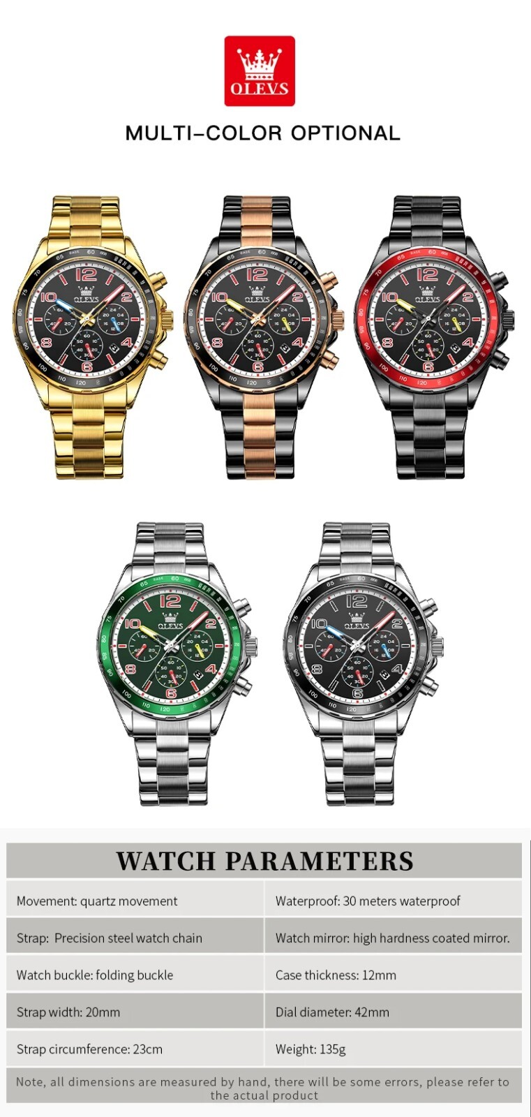 Waterproof Men’s Watch Quartz OLEVS Luminous Luxury Stainless Men Steel Strap