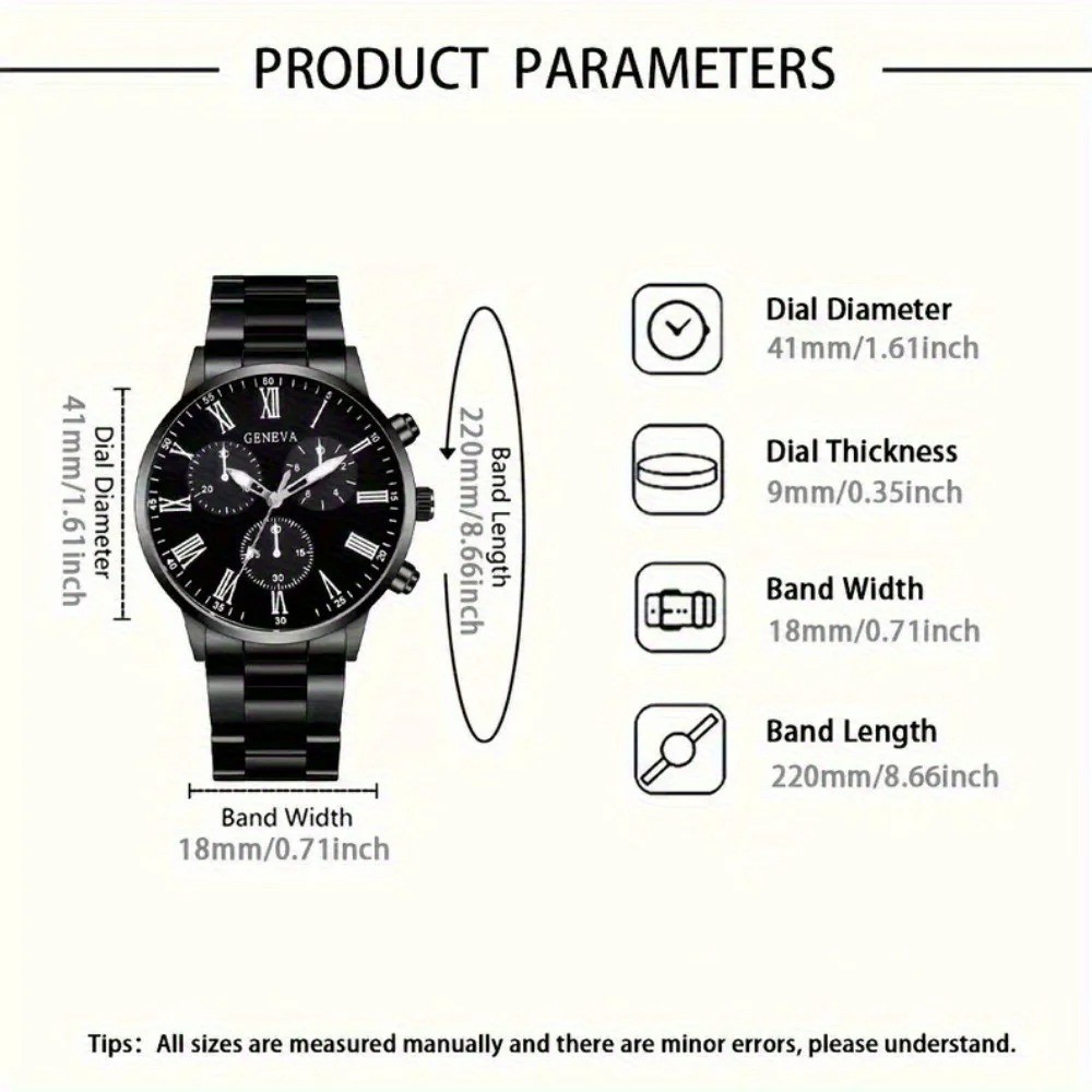 2pcsWaterproof Watch Stainless Steel Quartz Luminous Classic Business Wristwatch