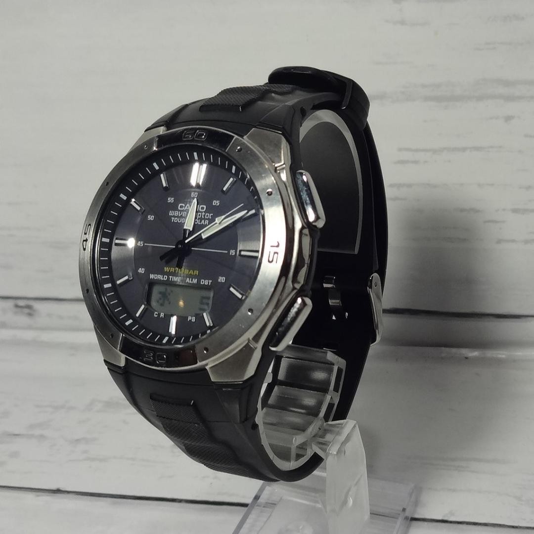 Simple radio-controlled watch with resin band, WAVE CEPTOR WVA-470, working well