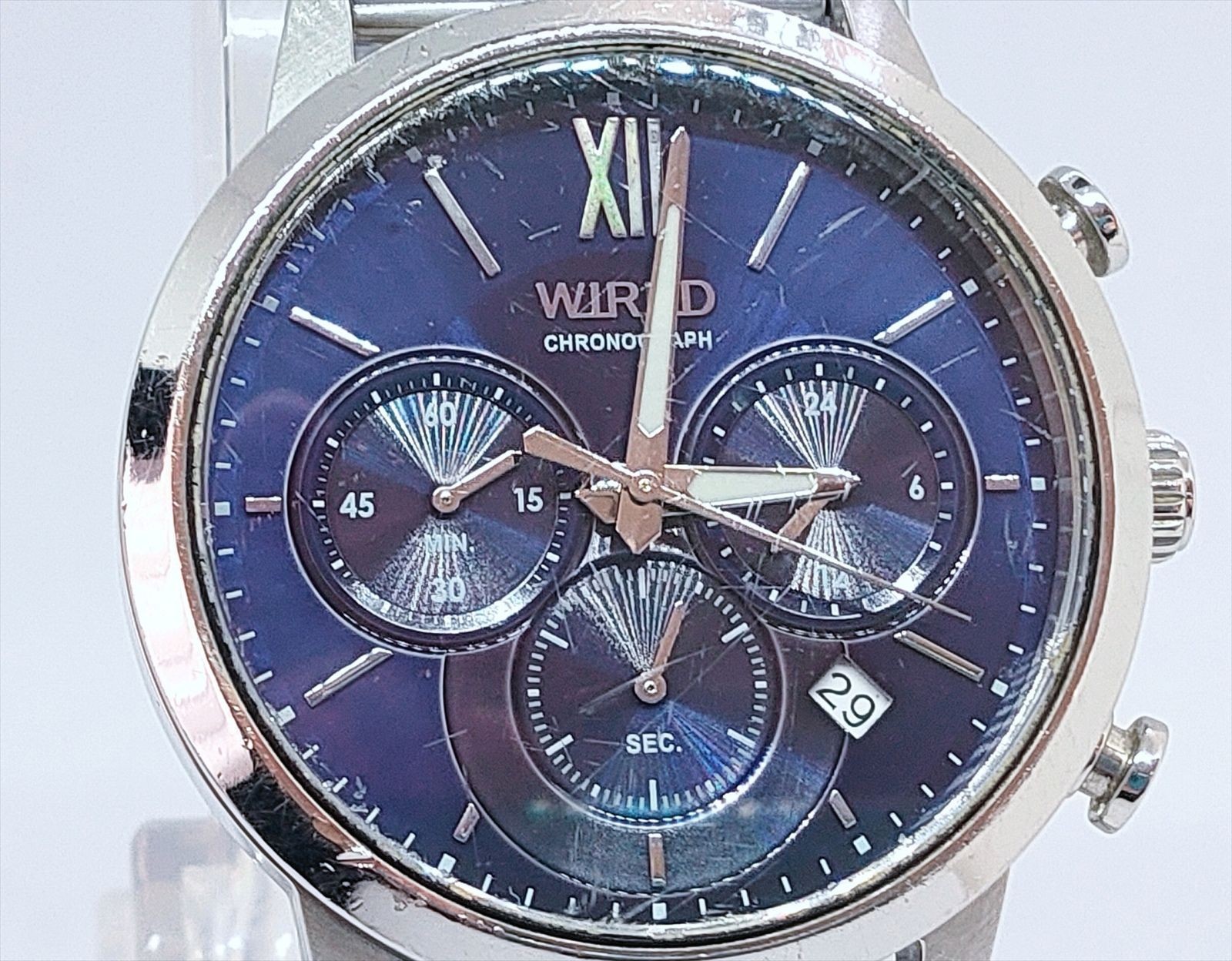 SEIKO WIRED VD53-KZB0 Chronograph Men’s Watch Blue Dial Quartz From Japan
