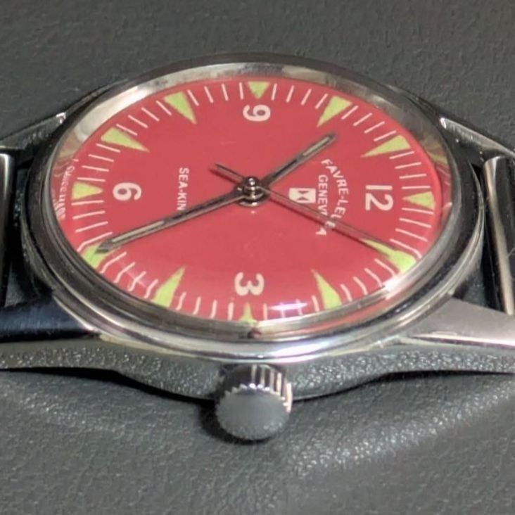Favre-Leuba Sea King Manual Wind Red Dial Vintage Men’s Watch Swiss Made
