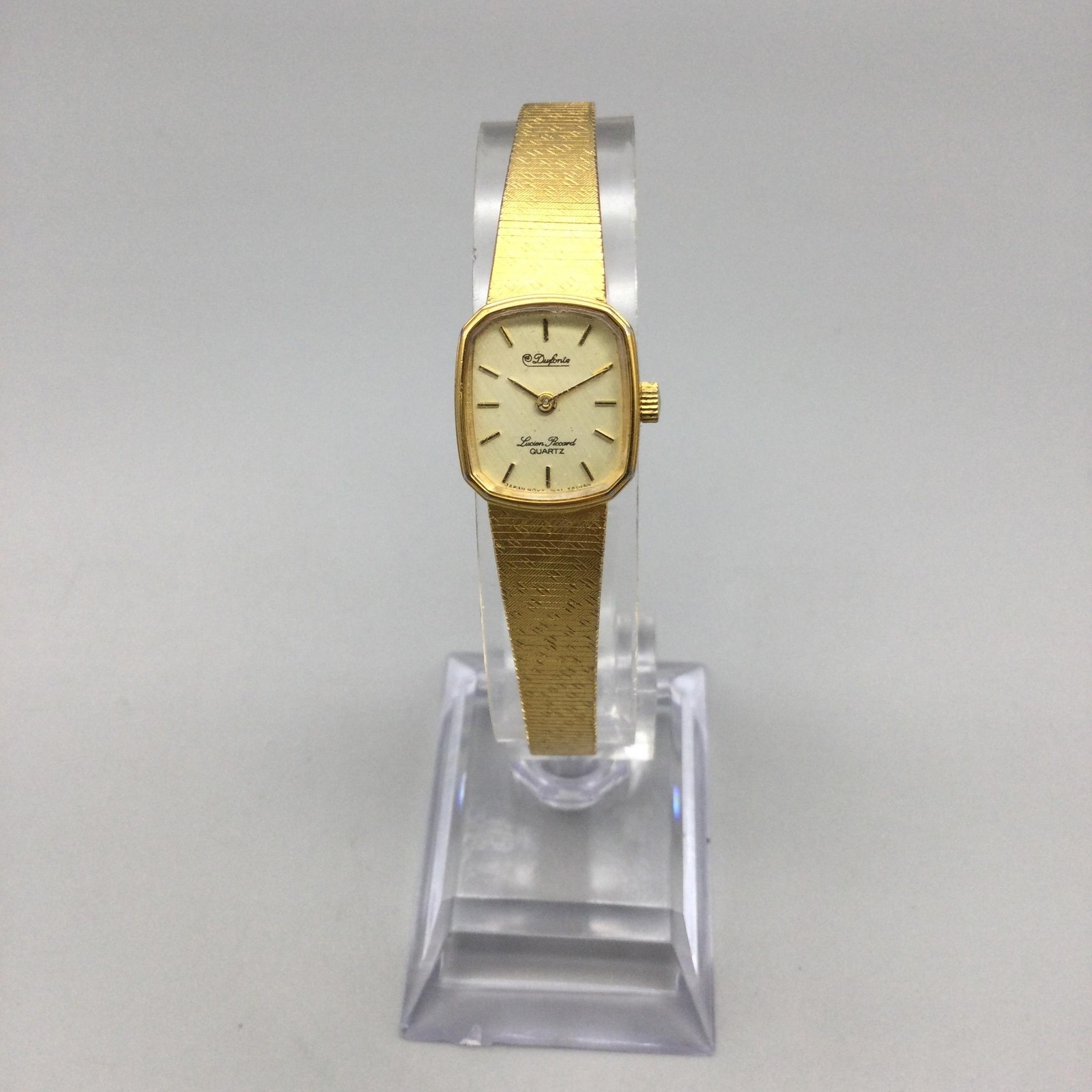 Vintage Dufonte Lucien Piccard Womens Watch 16mm Gold Tone New Battery 7.5″