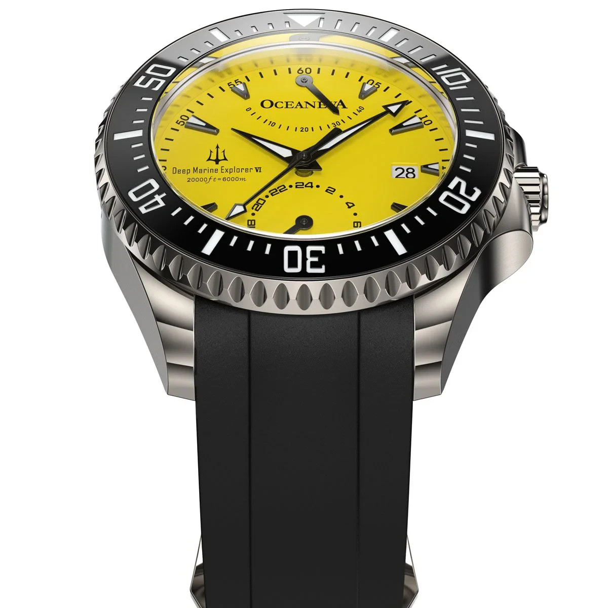 Oceaneva Power Reserve 6000m Automatic Grade 5 Titanium Watch Yellow