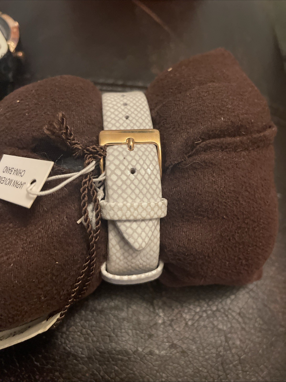 Badgley Mischka BA/1264WMRG Crystal Rose Gold Leather Band Women’s Watch