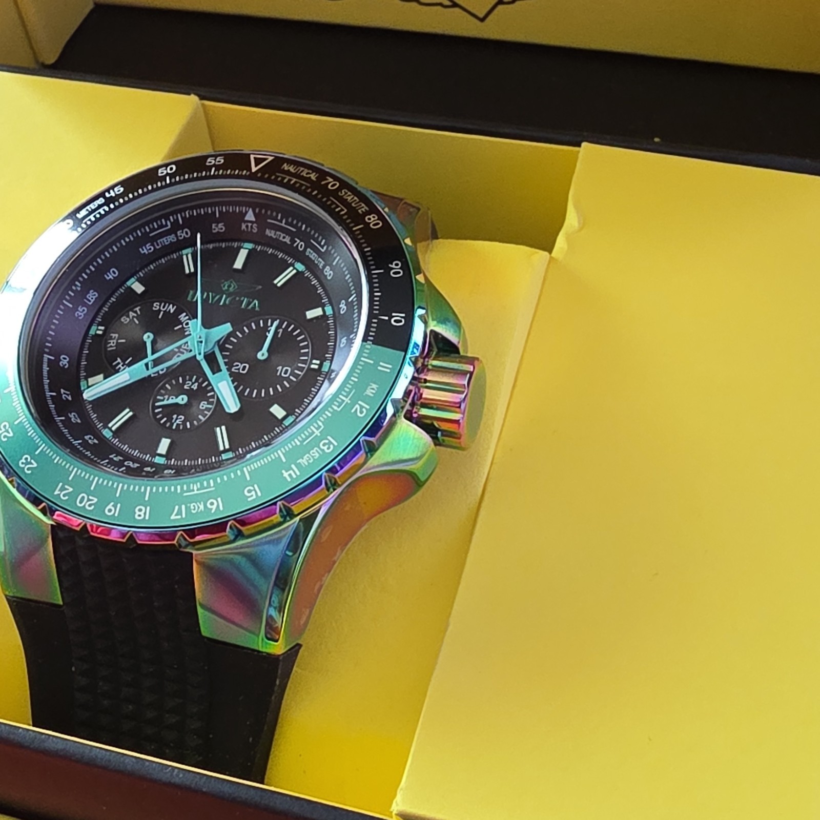 Invicta Men’s Aviator Skyshock Watch Black Dial Multicolor Case 50mm