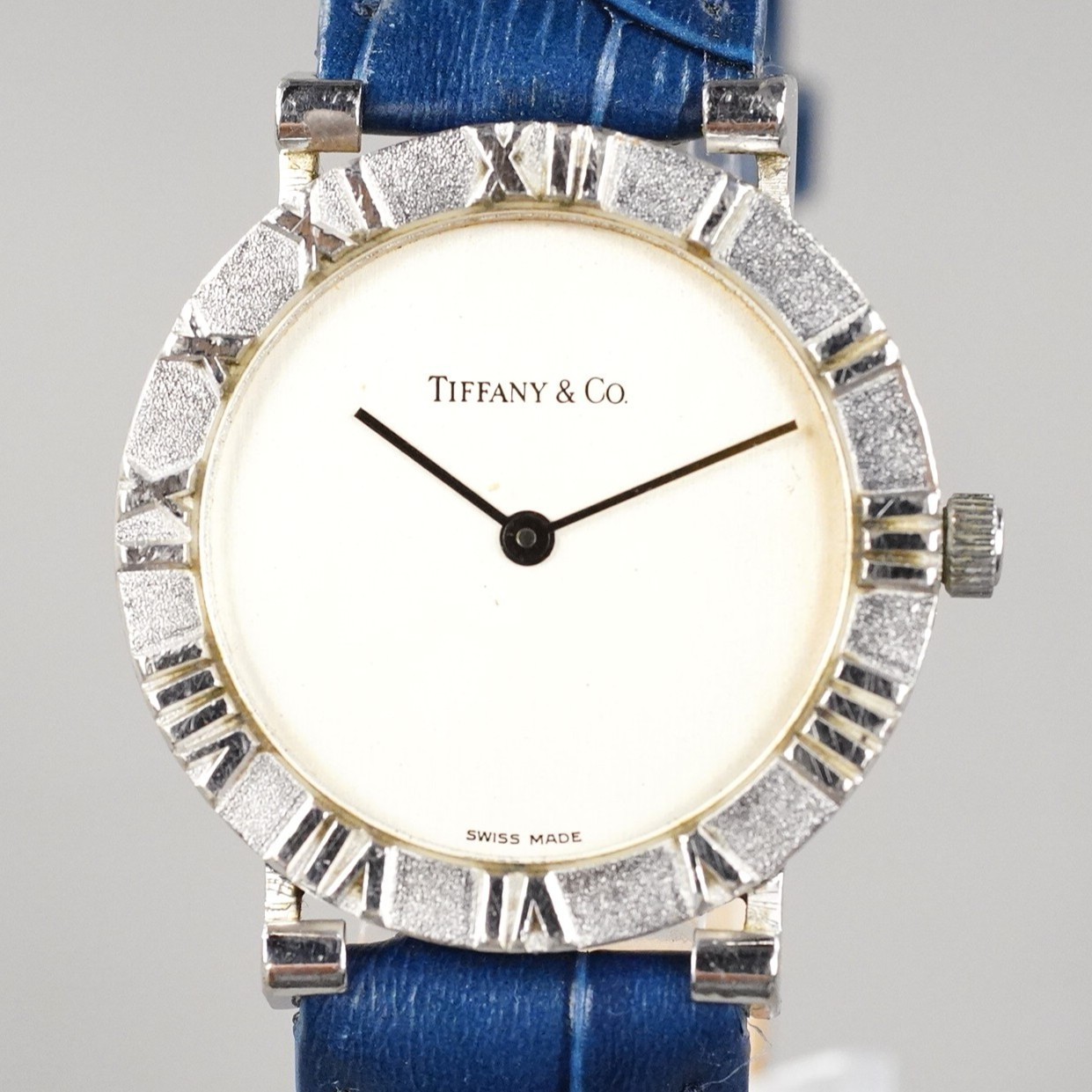 TIFFANY&CO Vintage Atlas Sterling Silver Case Men’s Watch Silver 31mm NewBattery