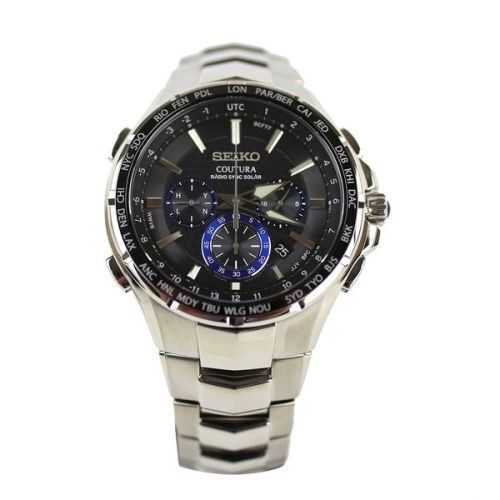 New Seiko Men’s Coutura Radio Sync Solar Chronograph Stainless Watch SSG009
