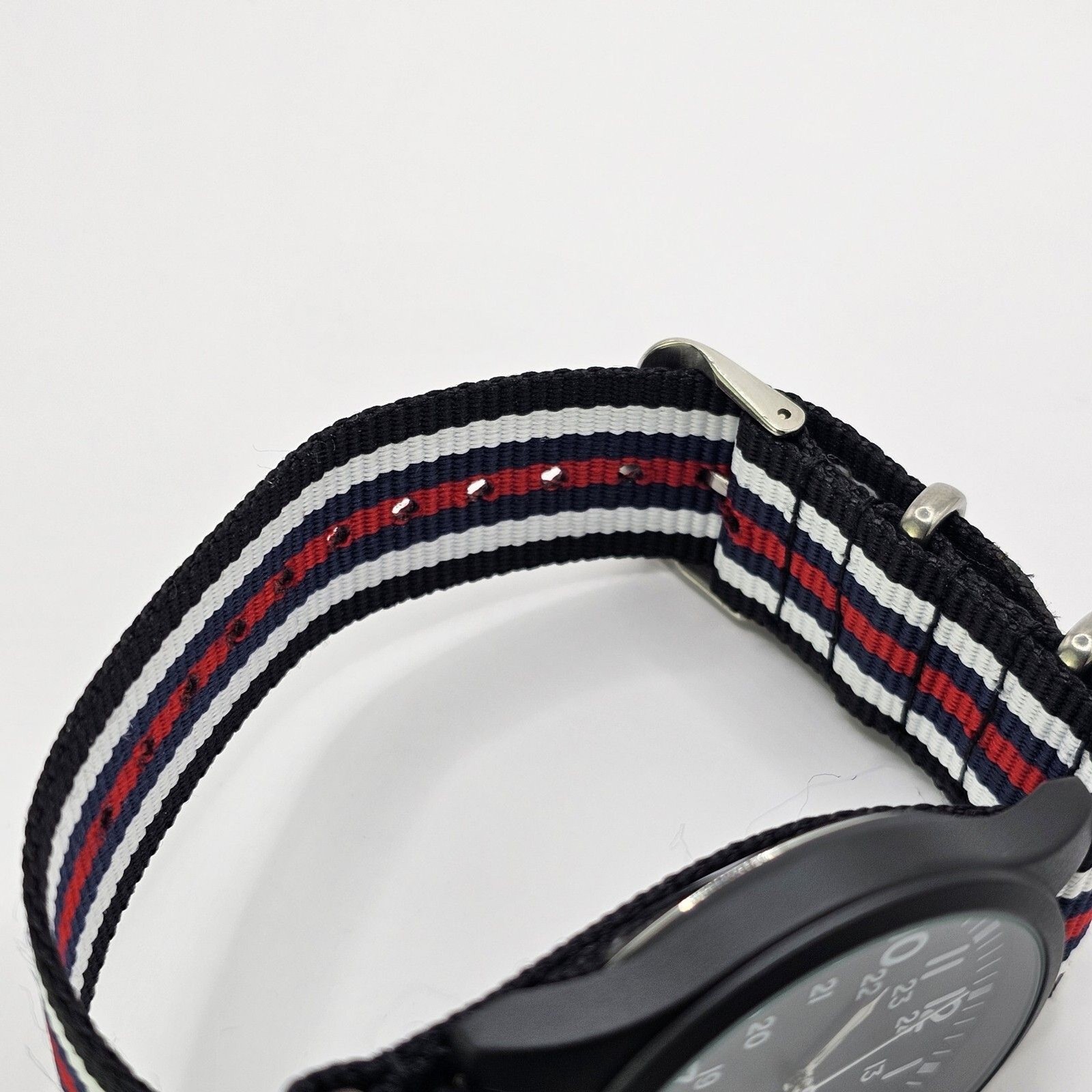 Men’s Military Field Watch 42MM Black Case Black Dial Multicolor Canvas Band