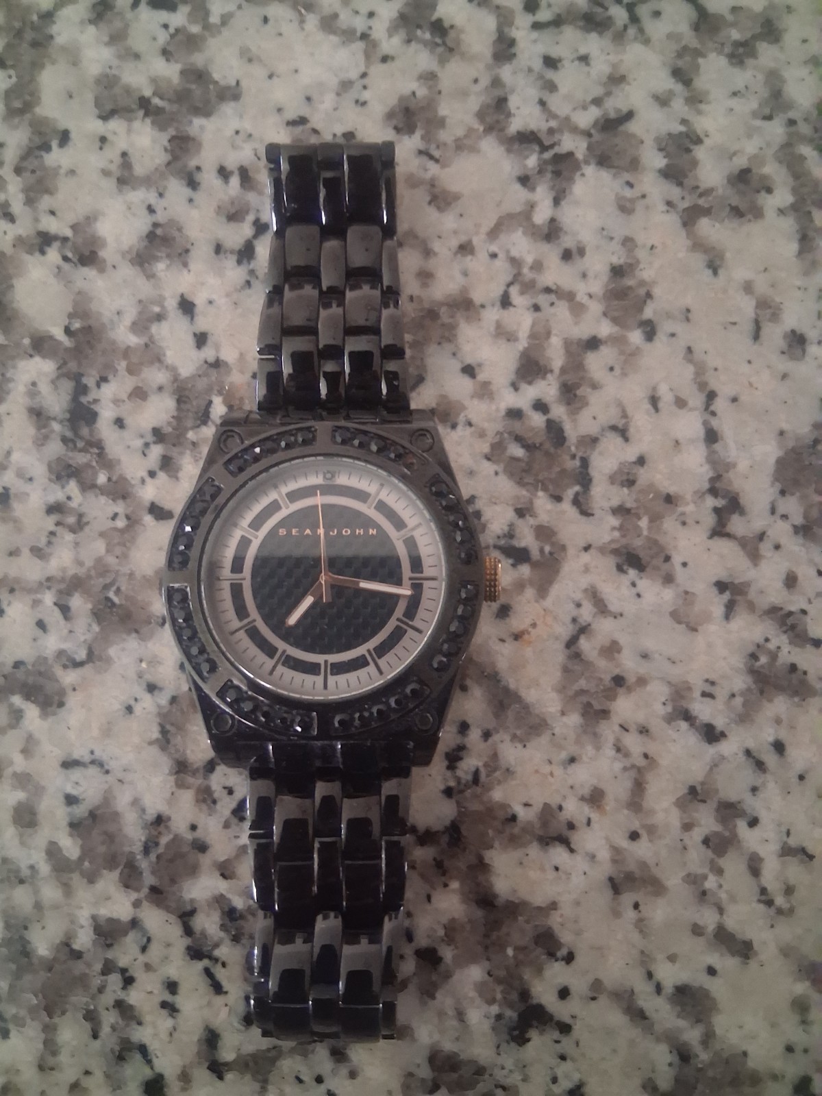 Sean John Mens black gloss watch (please read description)