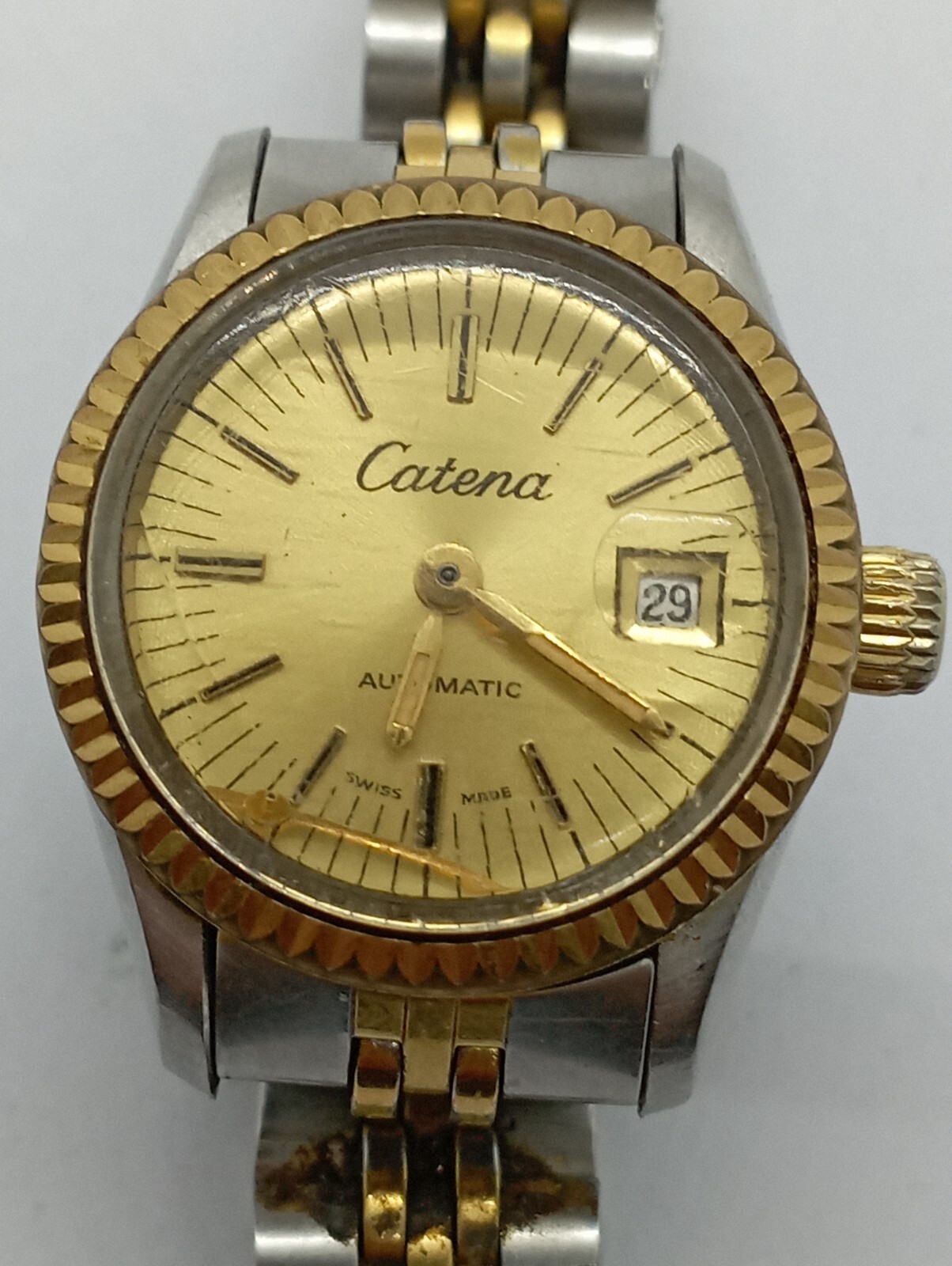 Vintage CATENA DIVER AUTOMATIC DATE JUST CROWN on Screw Original Bracelet Watch!