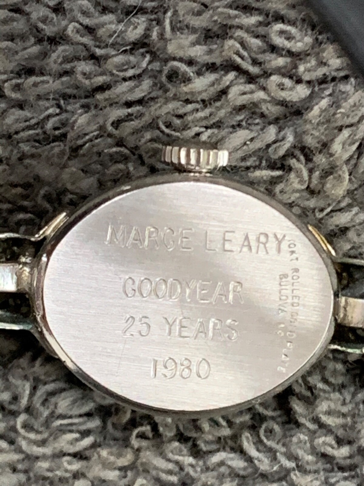 RARE 1980 BULOVA Goodyear 25 Years N3 10kt Rolled White Gold Plate Women’s Watch