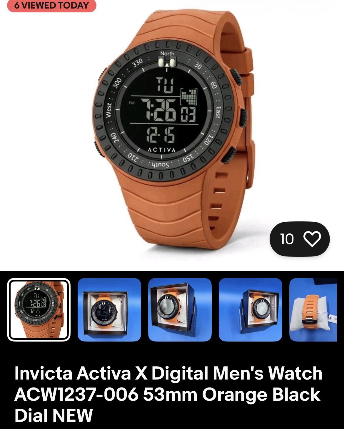 Activa Activa X Men’s Quartz Digital Watch 53mm Orange/Black 30m Silicone