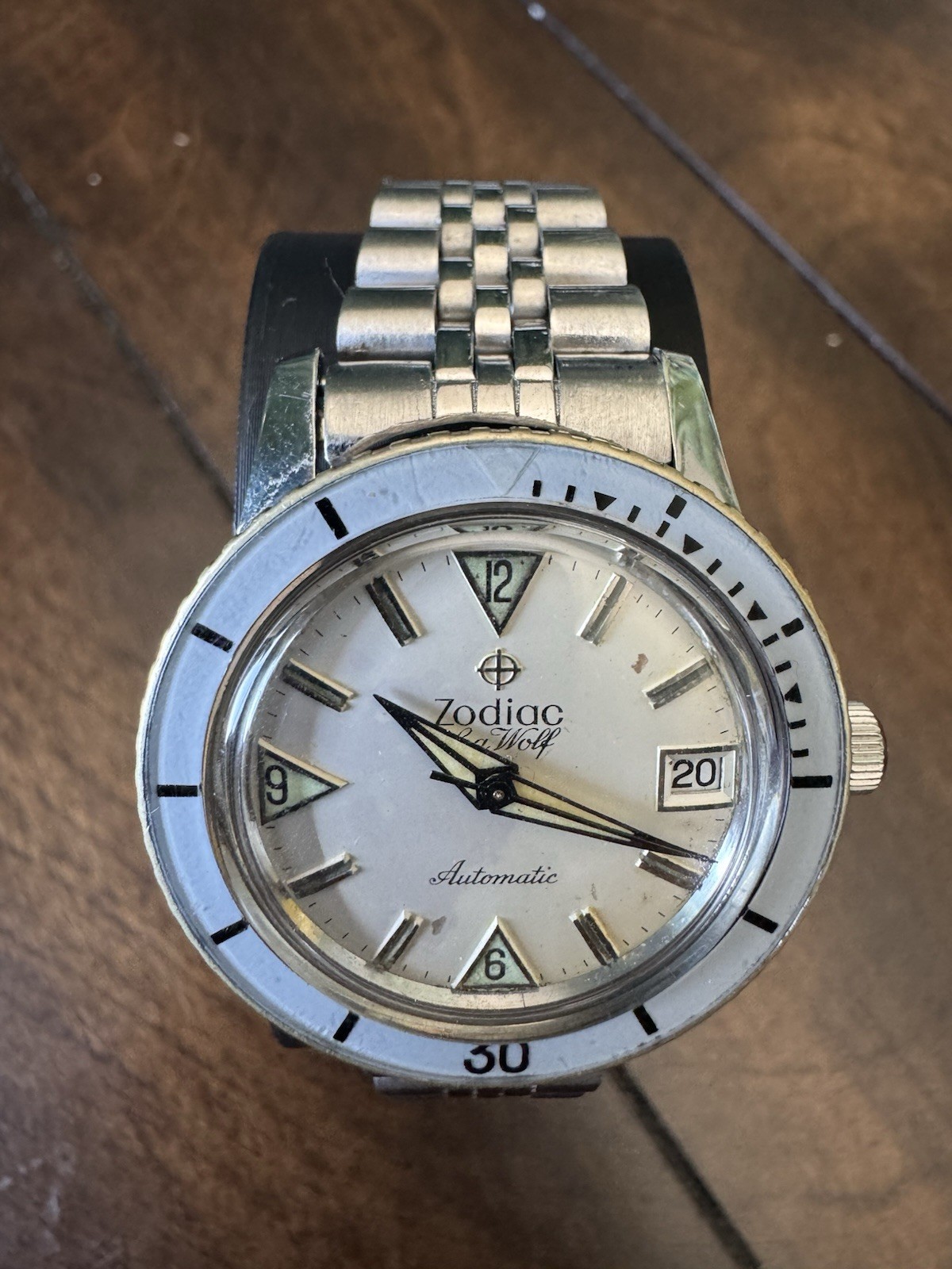 Zodiac Sea Wolf Vintage Dial Automatic Stainless Steel Serviced Amazing!