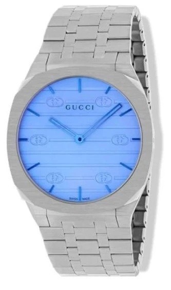 Gucci 25H YA163408 38mm Quartz Watch – Dark Blue Unisex Stainless Steel Bracelet