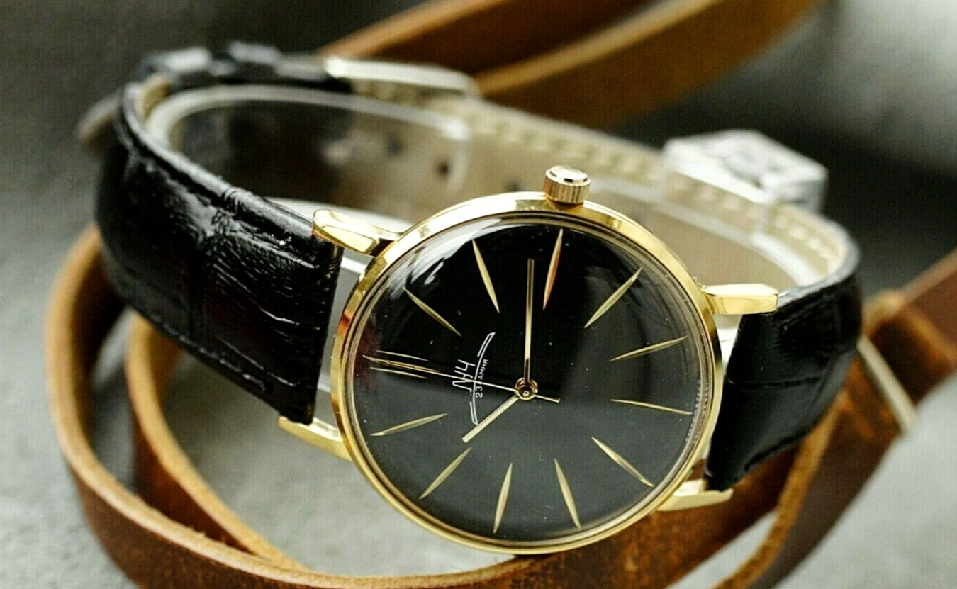 Mechanical Watch LUCH Luxury Ultra SLIM leather strap (POLJOT De Luxe) Men’s