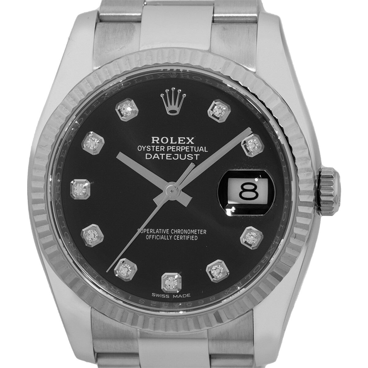 ROLEX Stainless Steel 36mm Datejust Factory Diamond 116234 Box Warranty MINTY
