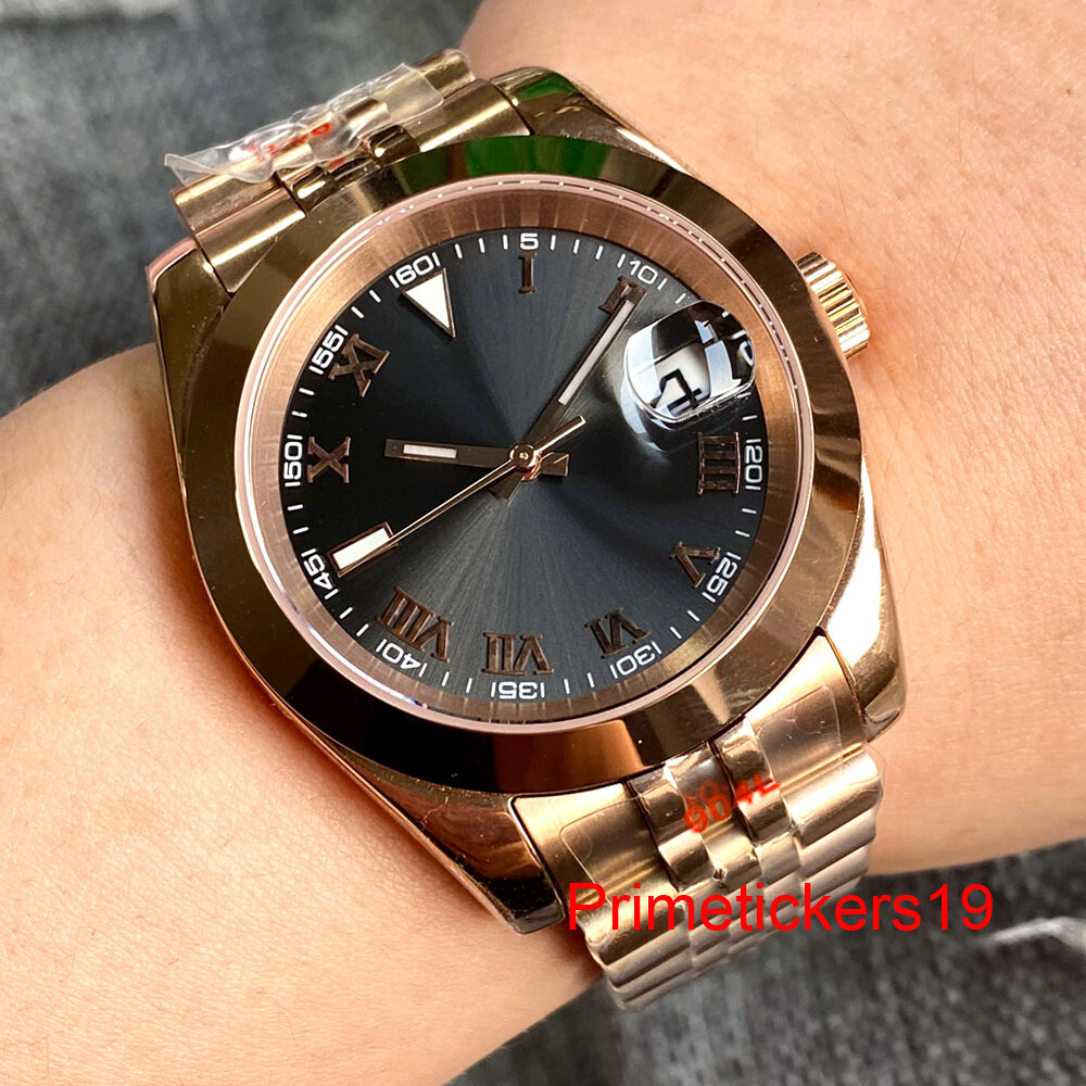 BLIGER NH35A 36mm/39mm Automatic Men Rose Gold Watch Sapphire Grey Sunburst Dial