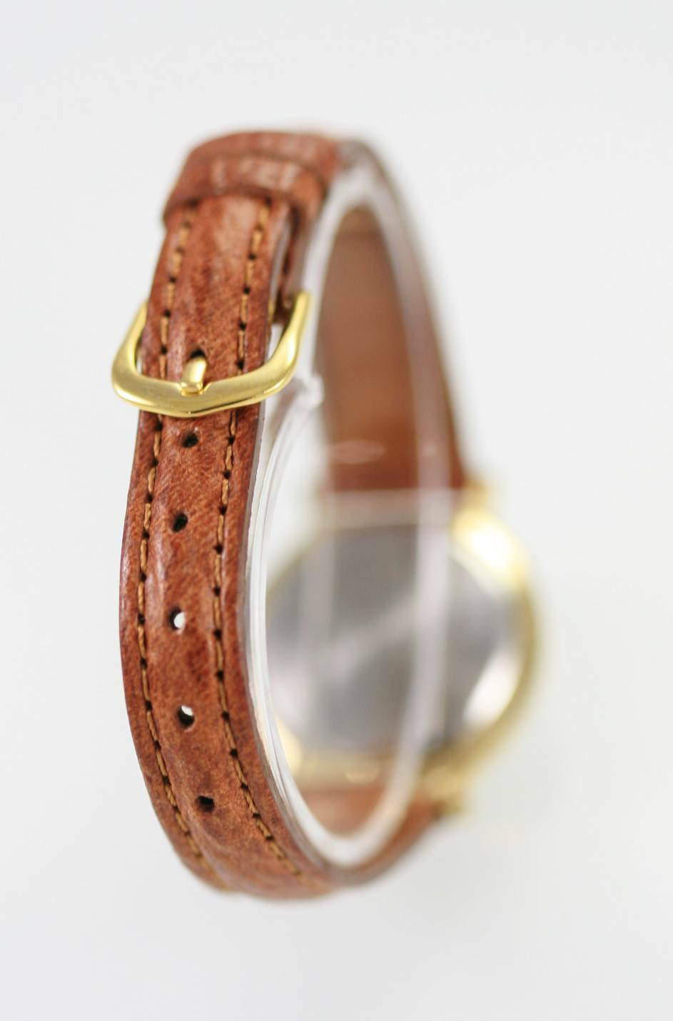 Paris Sport Club White Womens Stainless Gold Brown Leather Quartz Battery Watch