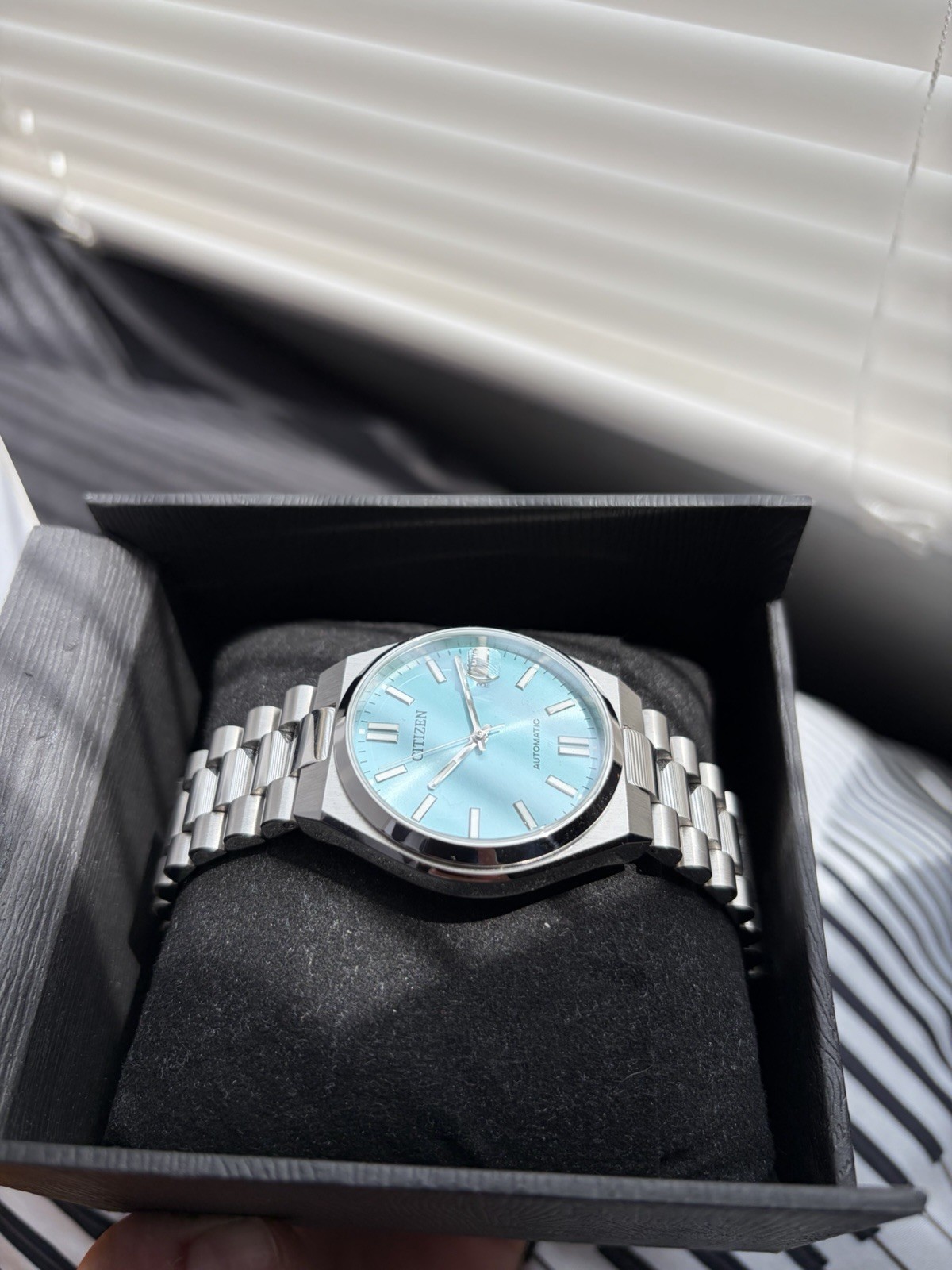 Citizen Tsuyosa 40mm Automatic Teal Dial Silver Steel Bracelet Date Box