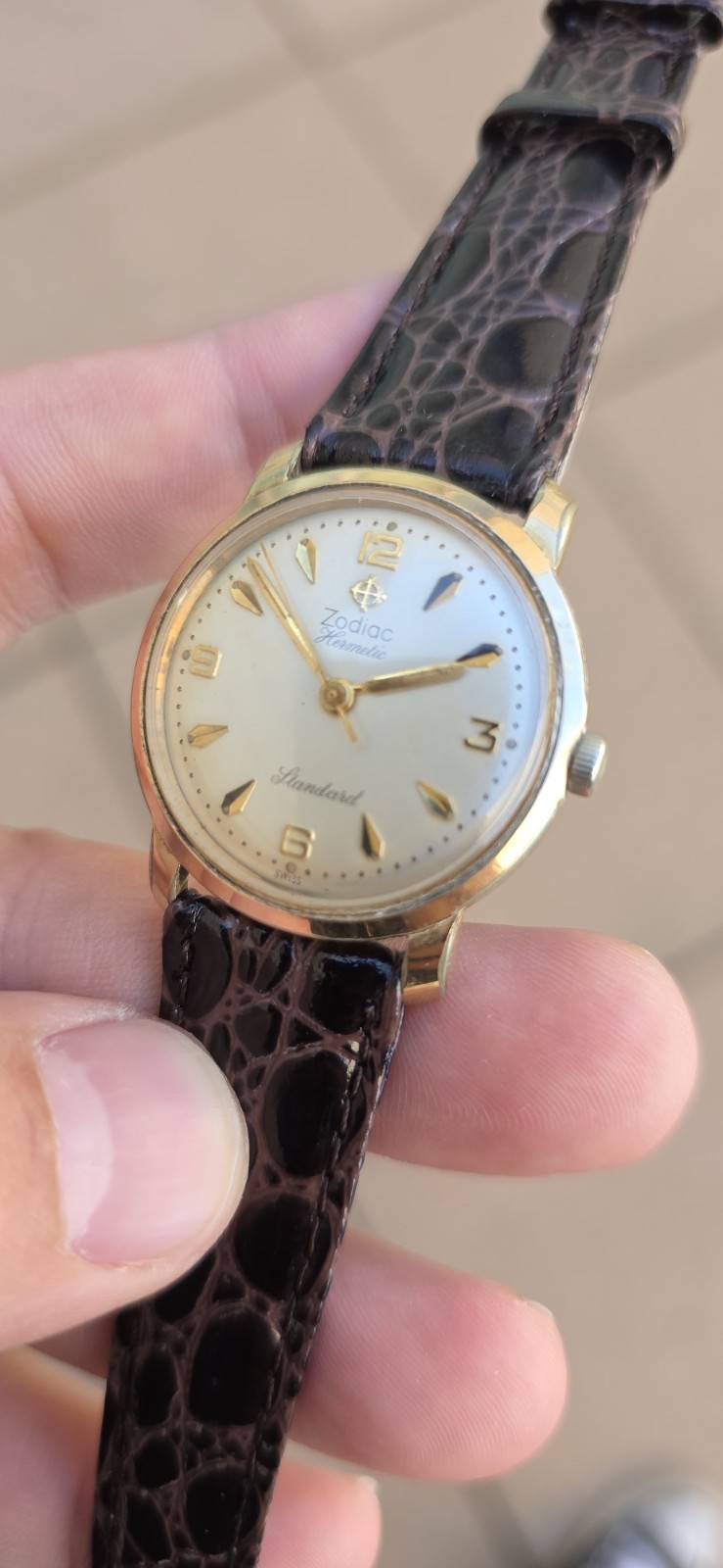 Vintage ZODIAC HERMETIC Standard Cal 60 Ref 764 Men’s 32mm Gold Plated Watch