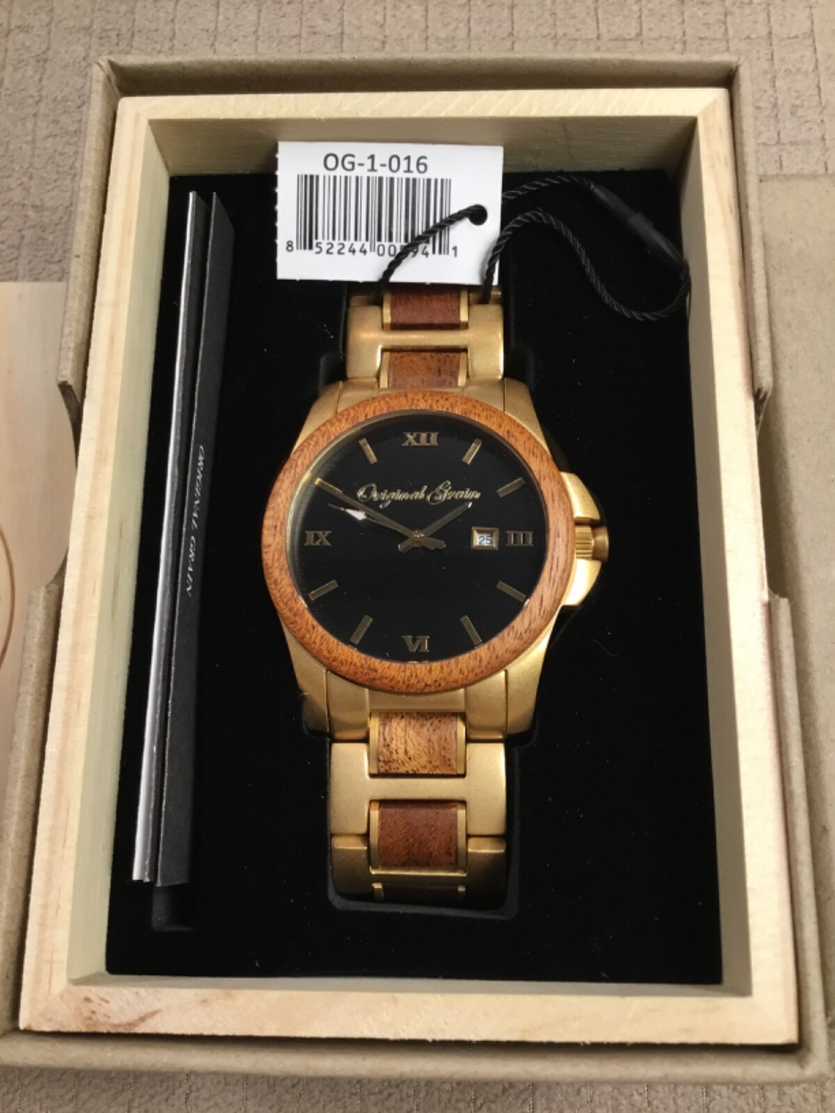 Original Grain The Classic Antique Gold Mahogany Black Color Mens Watch OG-1-016