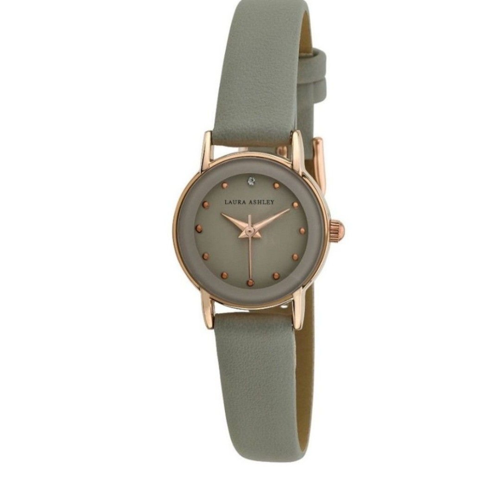 Laura Ashley Women’s Gray Faux Leather Strap Watch 24mm