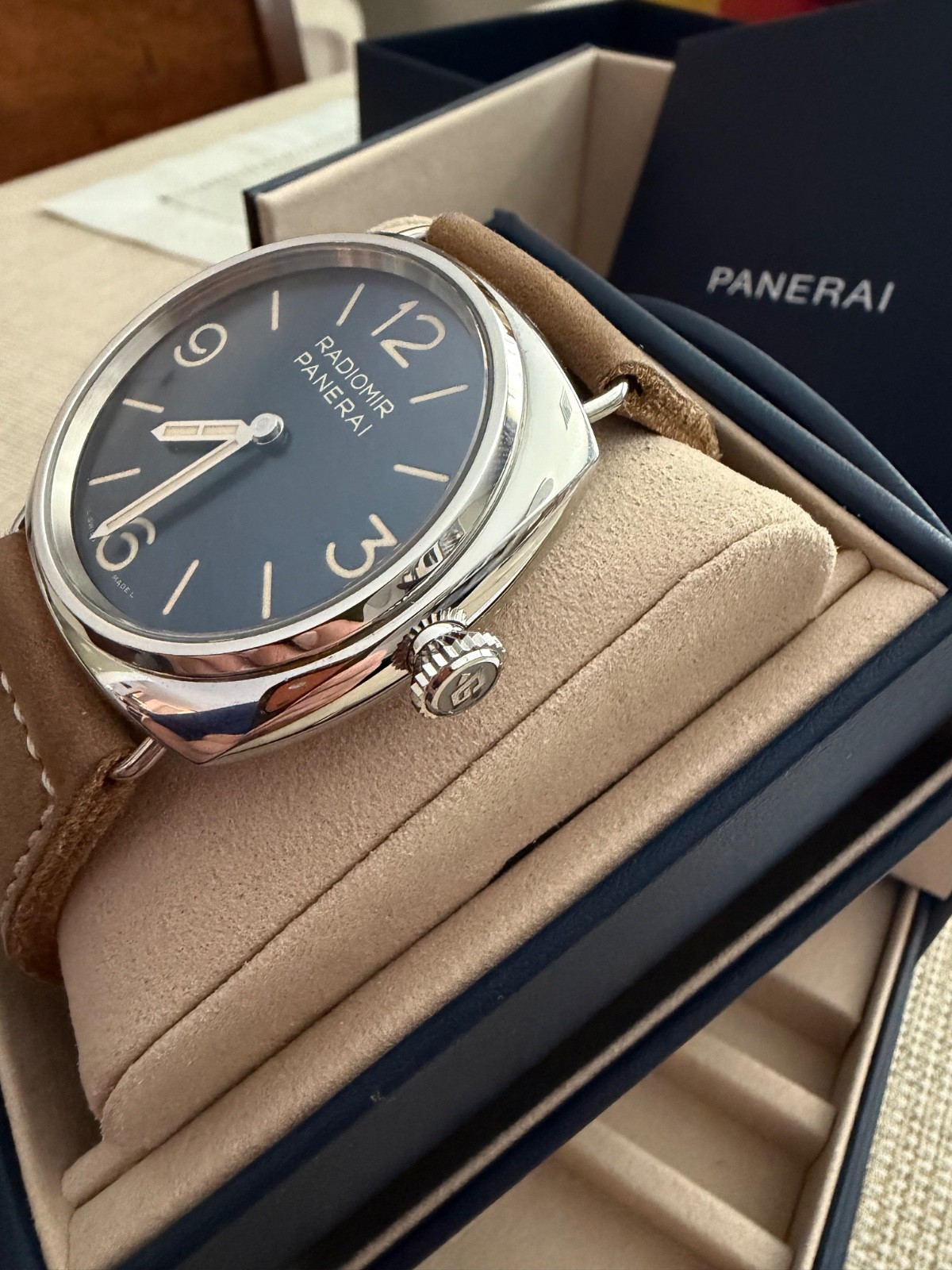 Panerai Radiomir Manual Wind Blue Dial Steel Watch PAM1383 PAM01383 B+P