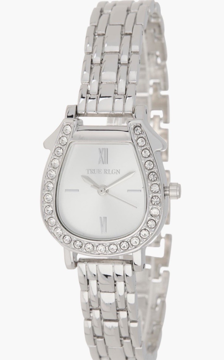 True Religion Women’s Gold Watch Crystal Horseshoe Bezel Dress Jewelry New