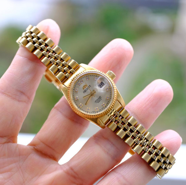 ORIENT President DayDate Automatic Gold Dial Diamond Indices Working With Box