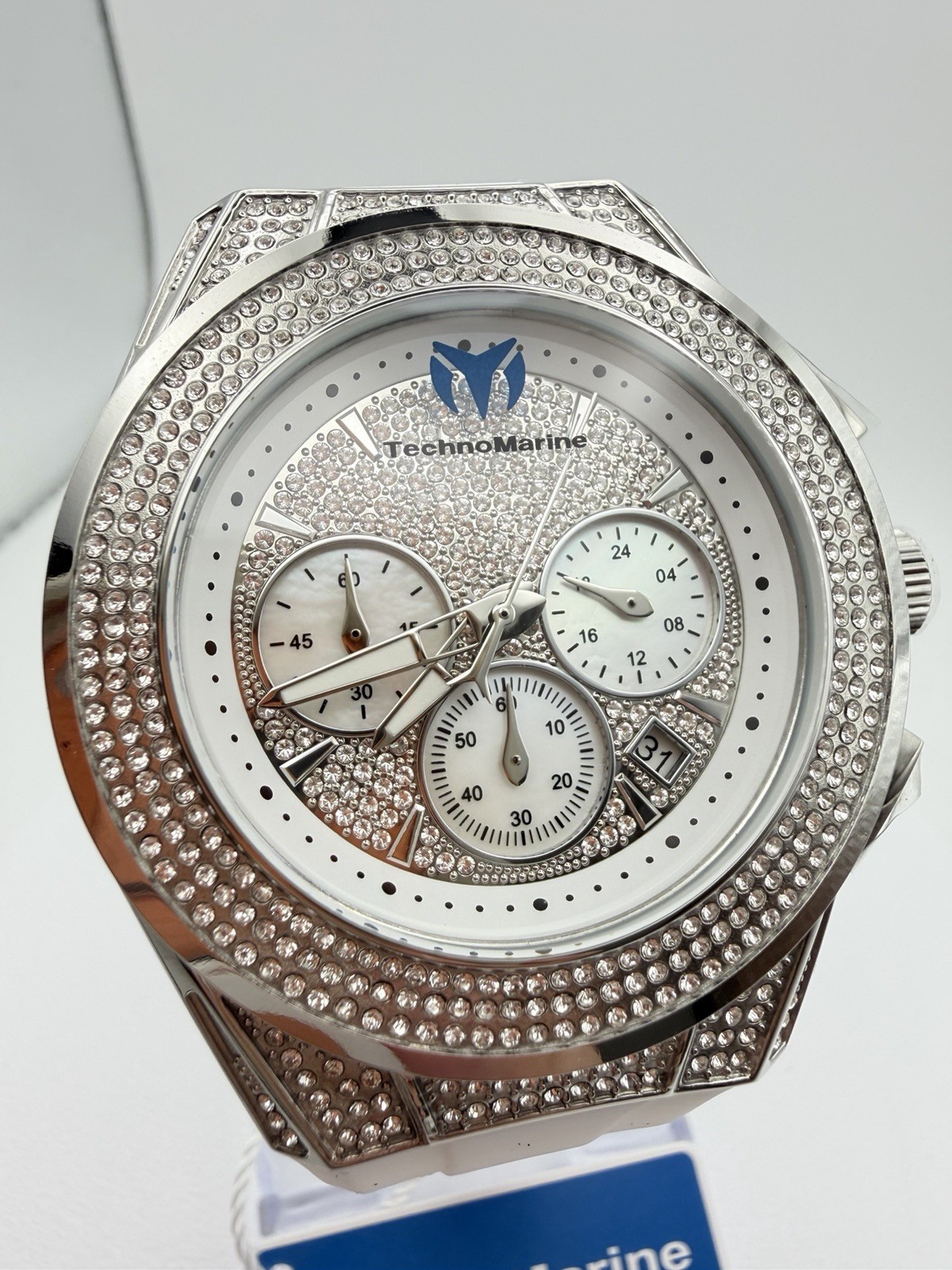 TechnoMarine Cruise Diva Pave Unisex Watch w/ MOP Dial – 45mm, White TM-125031
