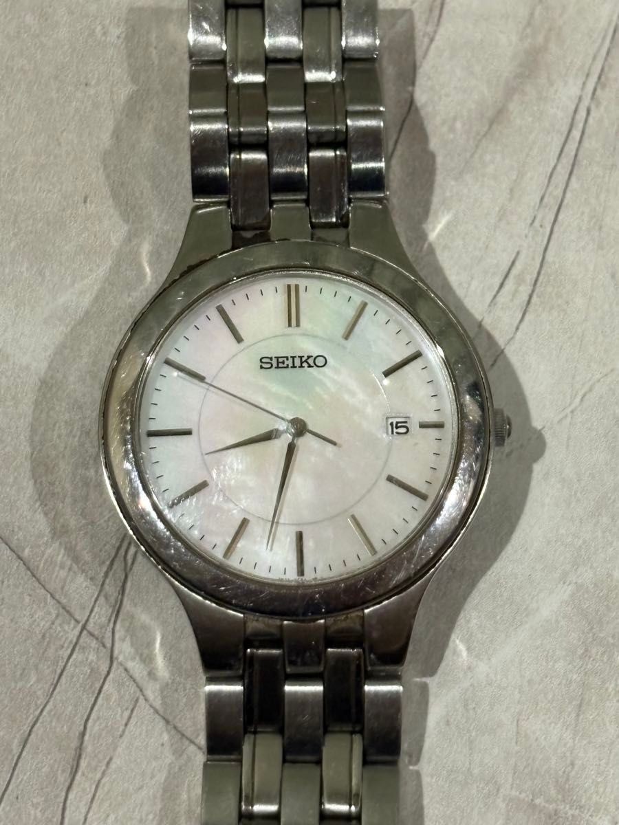SEIKO Wristwatch Quartz Date Shell Dial 7N32 0BX0 Working Item Wrist Size 18cm