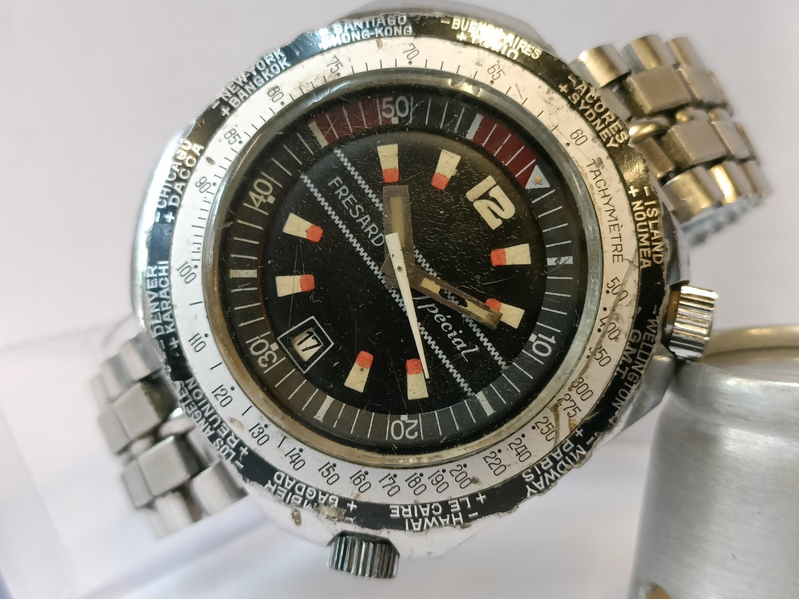 FRESARD SPECIAL 17J WINDING PATINA BLACK DIAL MEN’S WORKING CONDITION